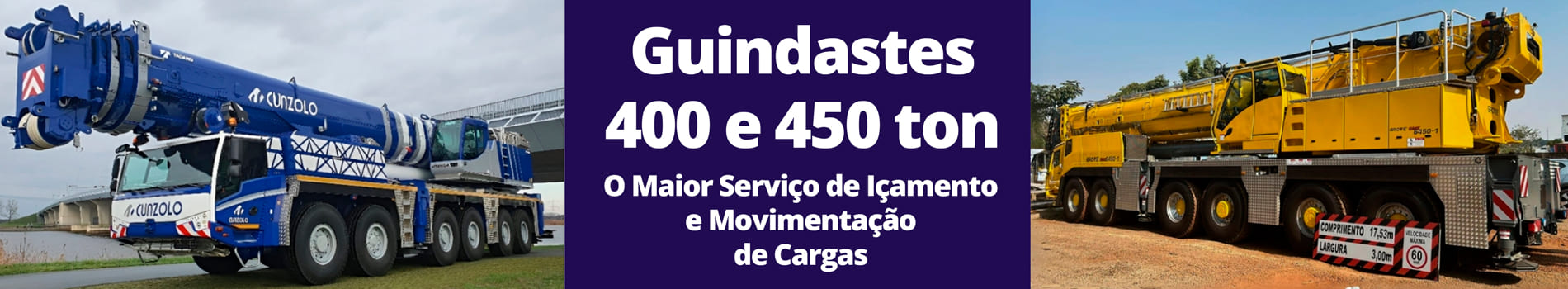 Guindastes pesados 400 e 450 toneladas